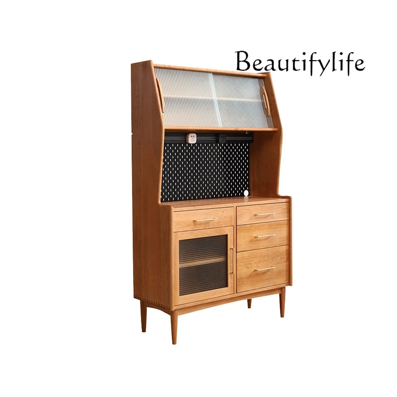 

Japanese Style Side Cabinet Solid Wood Nordic Wall Storage Simple Modern Tea Cabinet Cherry High Cabinet