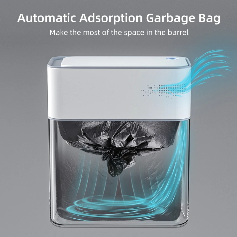 Smart Bathroom Trash Can 14l Automatic Bagging Electronic Trash Can White Touchless Narrow Smart Sensor Garbage Bin Smart Home