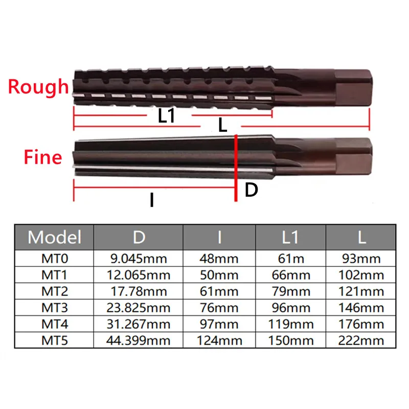 Morse taper manual reamer MT0-MT5,9Sicr  Rough and Fine combination reamer, used for manual metal deburring and hole expansion view 2