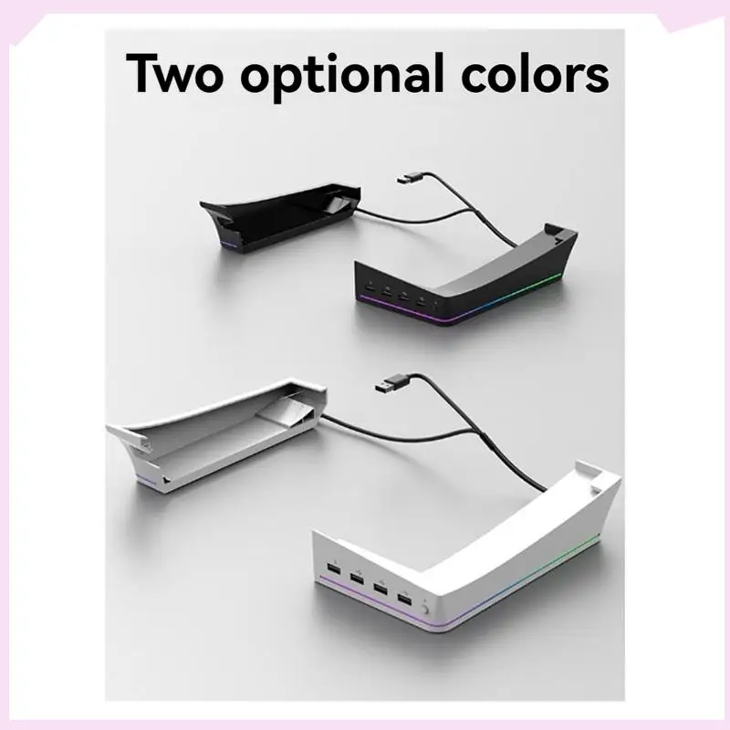 

B24B For PS5 Slim/Pro Stand With Light Modes 4 USB Hubs Enhanced Storage & Display Black
