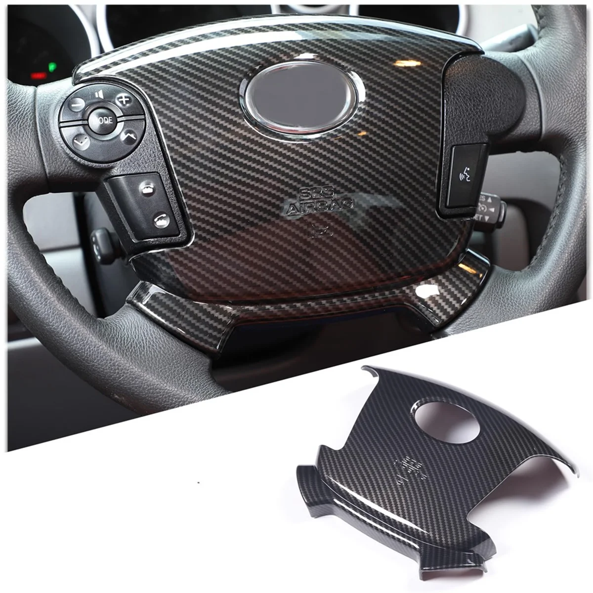 For Toyota Tundra 2007-2013 Car Steering Wheel Panel Cover Trim Decoriation Interior Accessories (ABS Carbon Fiber )