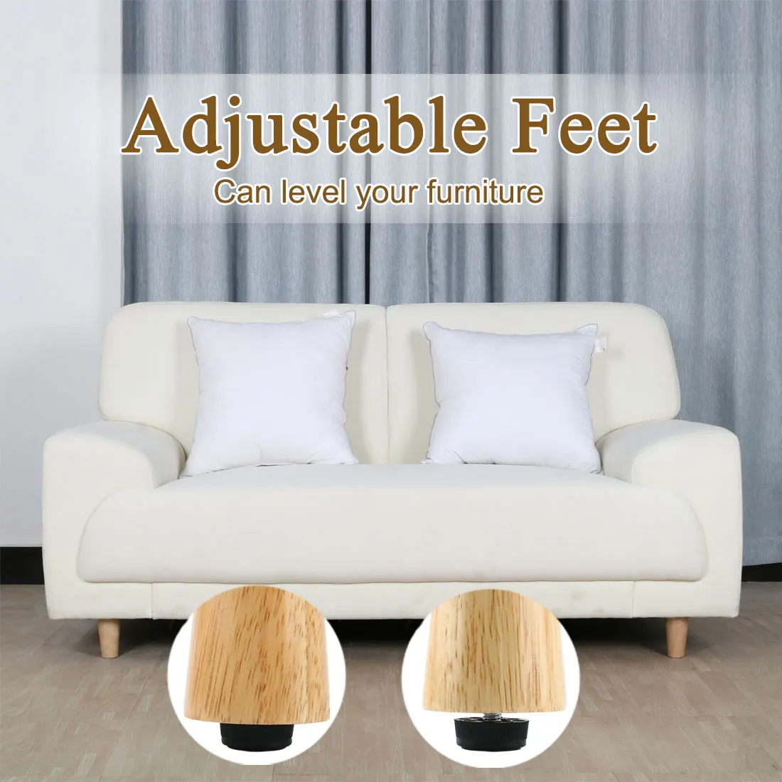 8pcs 30xM8x10 Adjustable Leveling Foot Furniture Desk Sofa Adjustable Leveling Threaded Glide Feet Cabinet Table Floor Protector