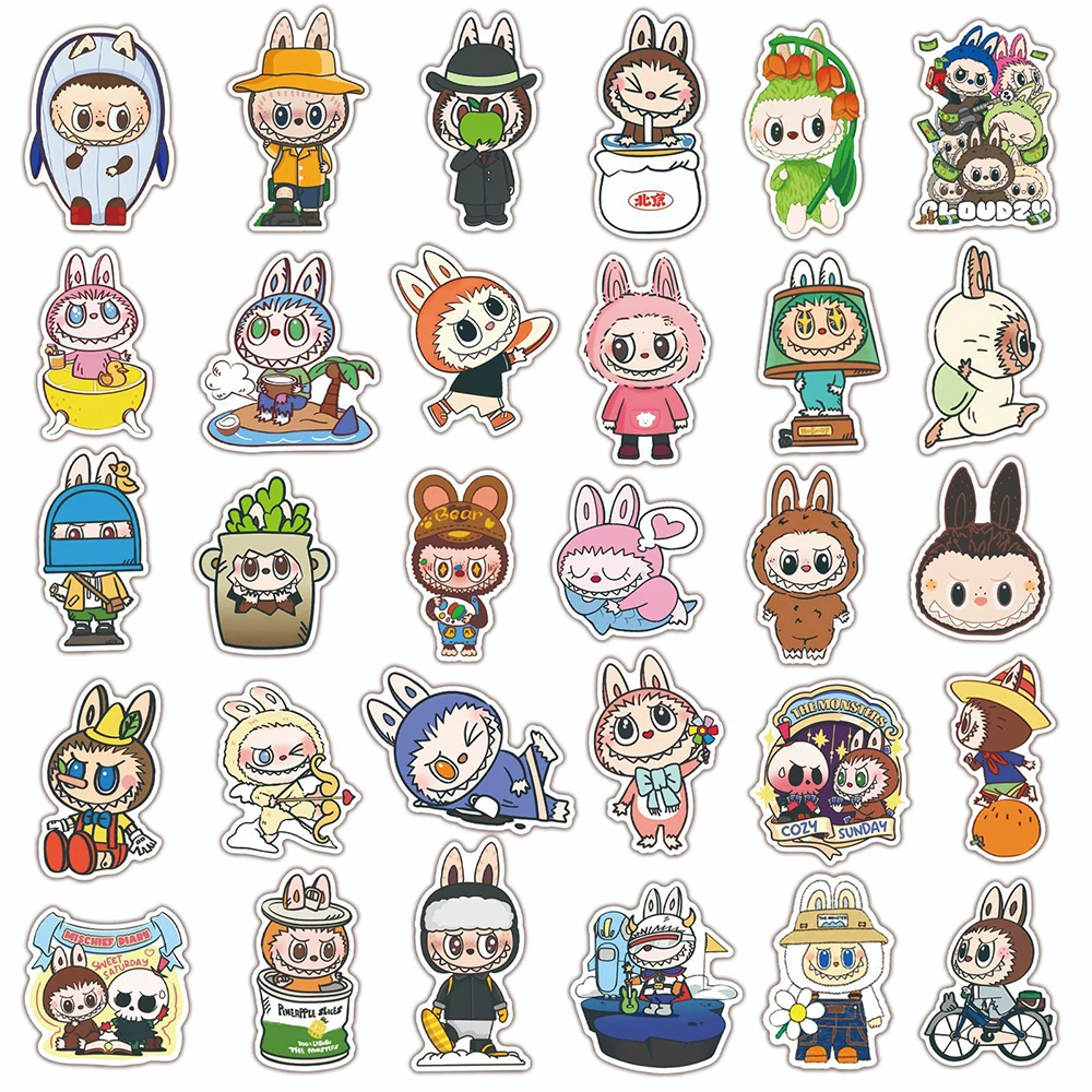 10/30/50pcs Cute Cartoon Labubu Doll Stickers Kawaii Graffiti Decals Phone Water Bottle Scrapbook Funny DIY Sticker for Kids Toy