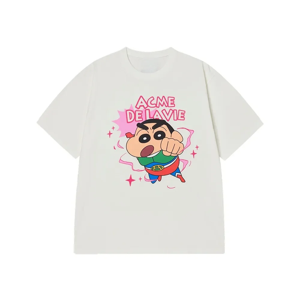 Crayon Shin Chan Shinnosuke Superhero Print T Shirt Men Women Oversized Cute Cartoon Short Sleeve Casual Tee