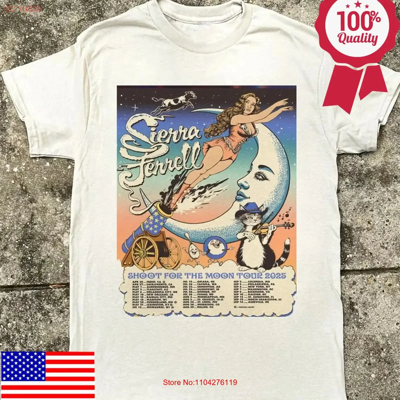 Sierra Ferrell Tour 2025 For Fan Full Size T shirt vintage Washed Casual designer clothes Versatile streetwear Slightly homme