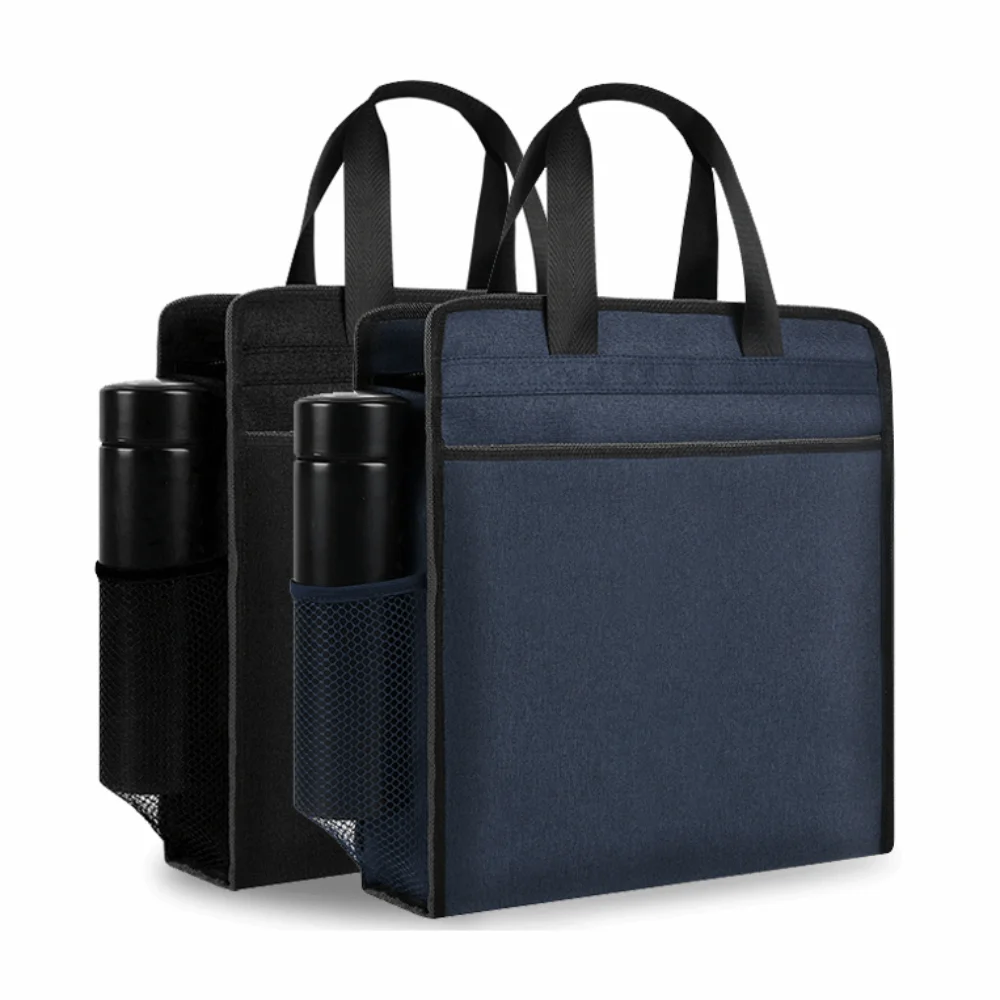 Waterproof Zippered Document Bag with Handle Oxford File Storage Handbag Large Capacity Thickened File Tote Bag Pouch Travel