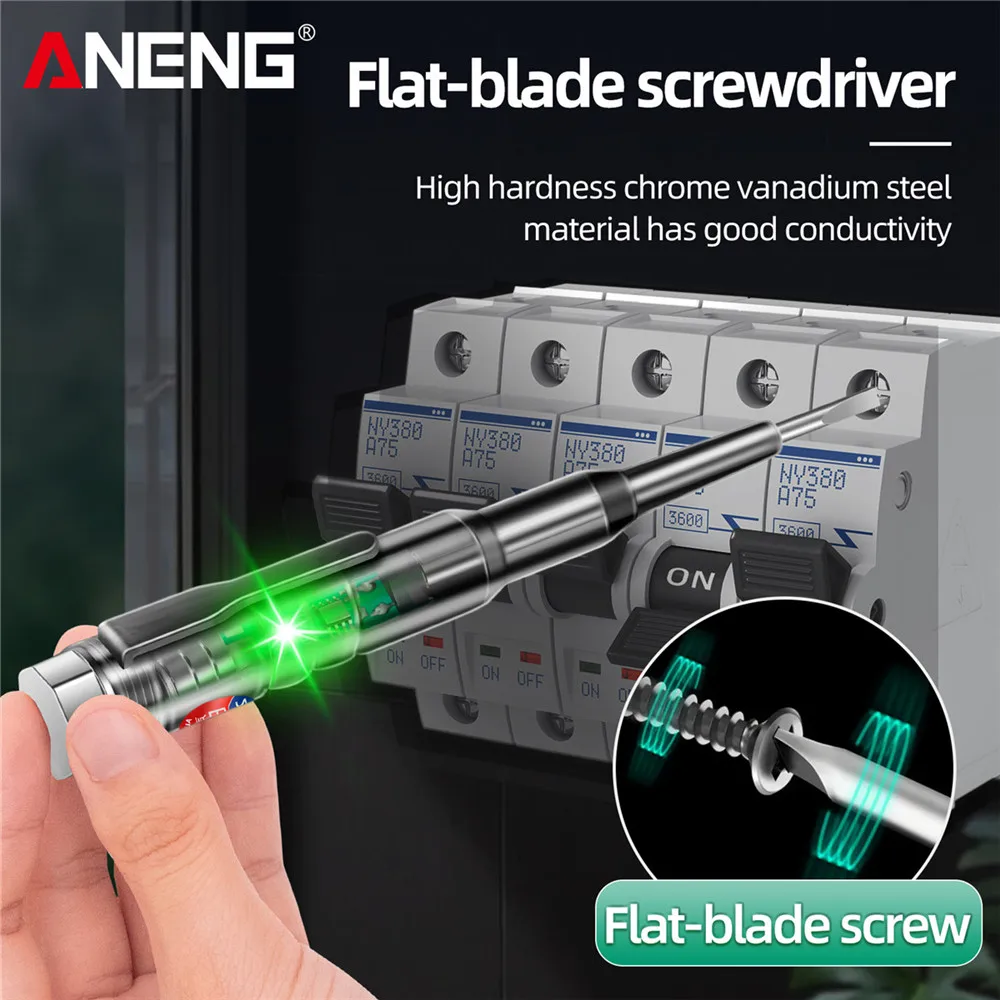 Elektrischer B14 Universal-Schraubendreher-Teststift, 24–250 V, spannungsinduzierte Sonde mit Kontrollleuchte, Ton- und Lichtalarmtester