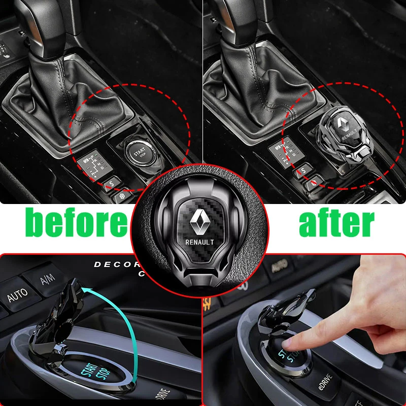 

Car start key Start Button Decoration Skin Interior Decoration for Renault Megane 2 3 4 Twingo Clio Talisman Captur Trafic Kwid