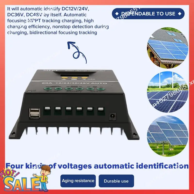 

ABCL 80A MPPT/PWM 12 В/24 В/36 В/48 В Контроллер заряда солнечной батареи Автоматический контроллер Инструменты Солнечное фотоэлектрическое зарядное устройство с ЖК-дисплеем и двойным USB