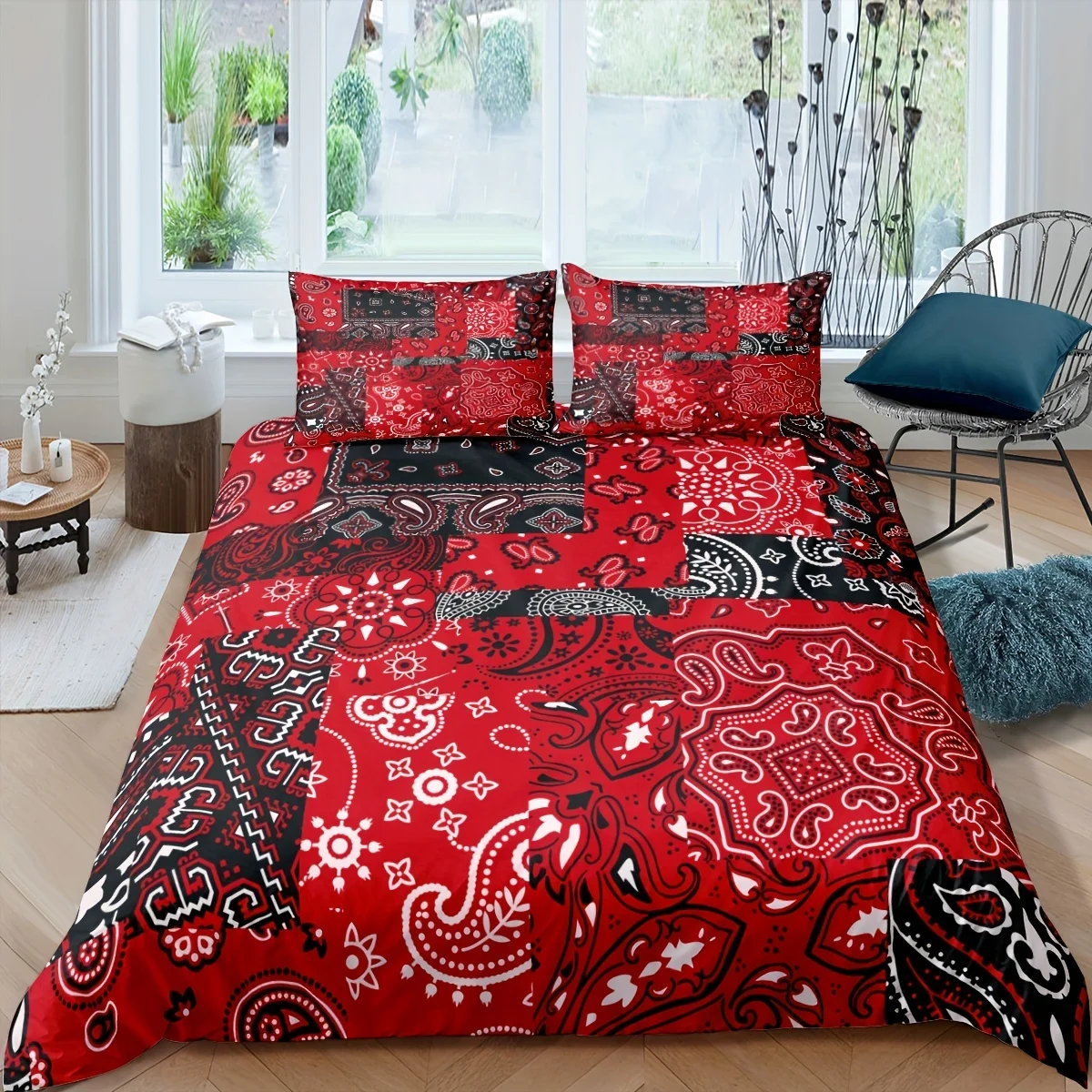 2/3pcs Paisley Bandanna Printed Duvet Cover Comfortable Paisley Flowers Bedding Set for Bedroom , Machine Washable