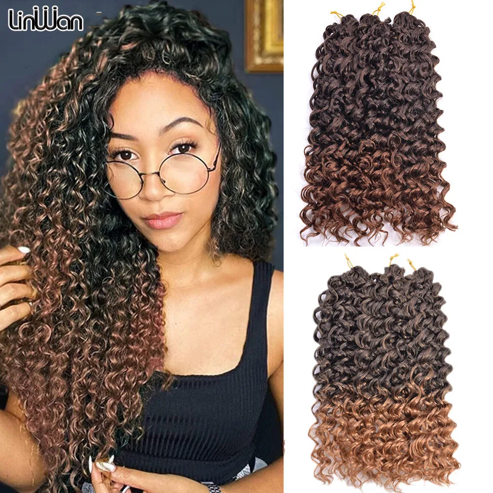 Synthetic Hair Extensions 10 14&18inch Freetress Gogo Curl Crochet Braids Hair Afro Curly Ombre Blonde Water Wave Hair For Women