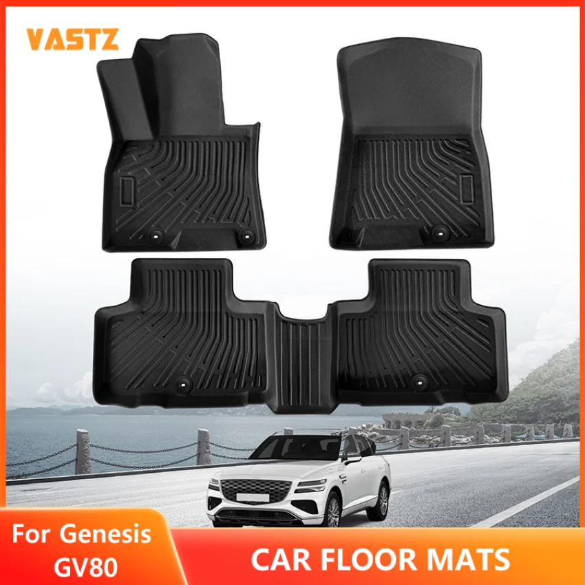 

Автомобильные коврики для Genesis GV80 2023-2025, полный комплект, водонепроницаемые, нескользящие, легко чистящиеся ковры, автомобильные аксессуары с левым рулем