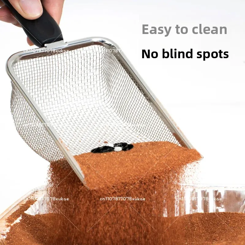 

2.8mm Stainless Steel Fine Pores Cat Sand Shovel Durable Stainless Steel Cat Litter Scoop Recyclable Cleaning Tool