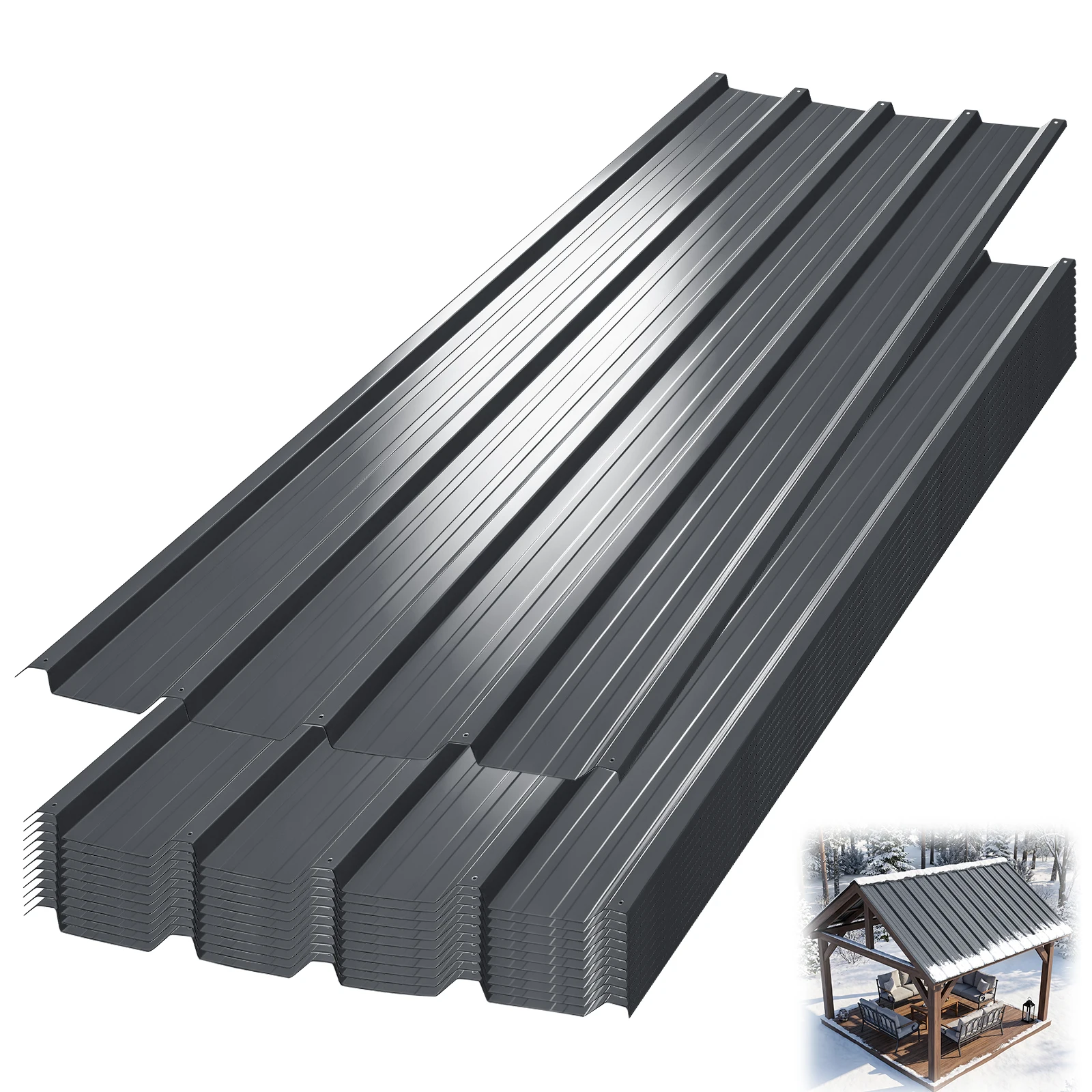 12er-Pack Schwerlast-Trapezdachplatten - Wellblechplatten für Dächer, Wandverkleidungen, Zäune & Schuppen & Außenstrukturen (110x45cm 0,2mm) - Einfach zu installierendes Baumaterial in Grau, temporär