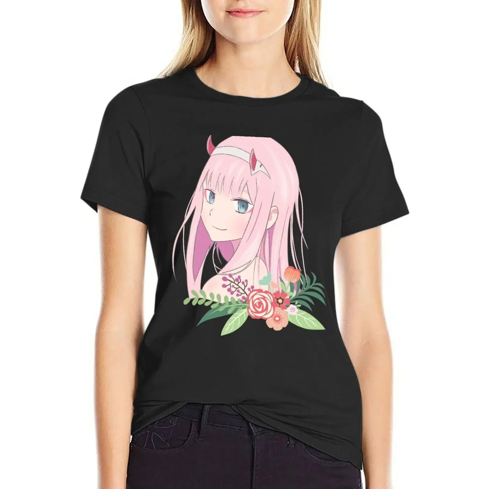 

Zero Two, Darling in the Franxx T-Shirt shirts graphic tees summer top sweat oversized luxury designer clothing Women