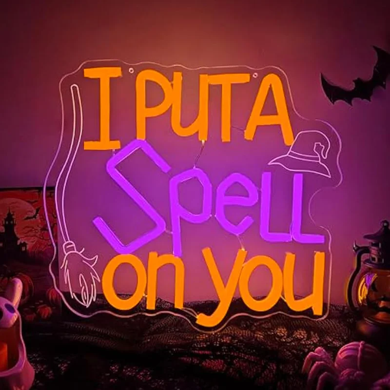 ハロウィンネオンサイン「i-put-a-spell-on-you」ネオンライト調光可能led魔女パーティーデコレーション壁飾りハロウィンパーティー寝室ギフト