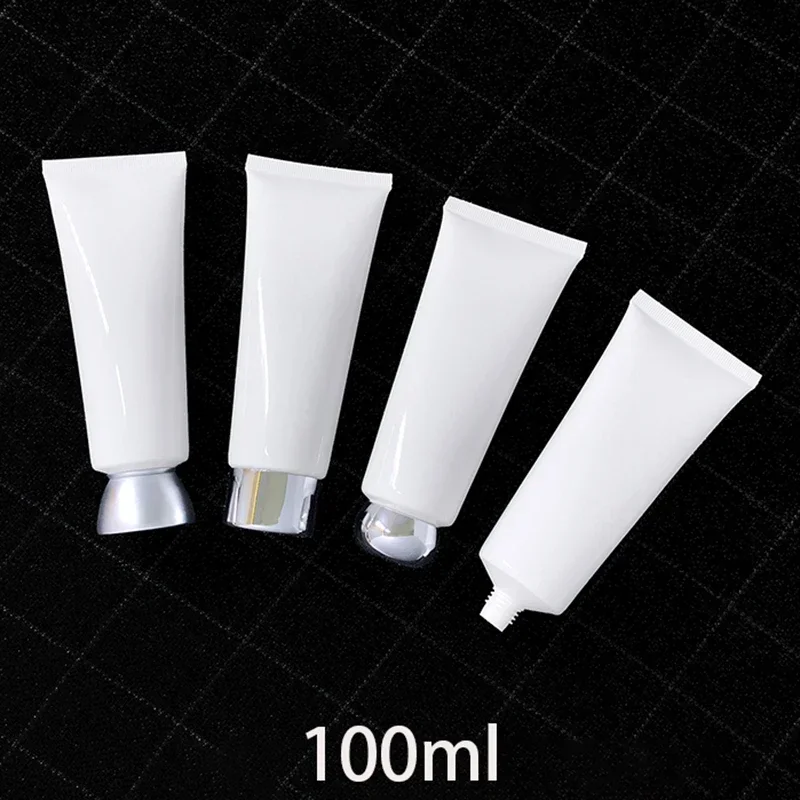 100ml White Plastic Squeeze Tube 100g Cosmetic Container Refillable Cleanser Lotion Cream Soft Bottle Empty Travel Packaging