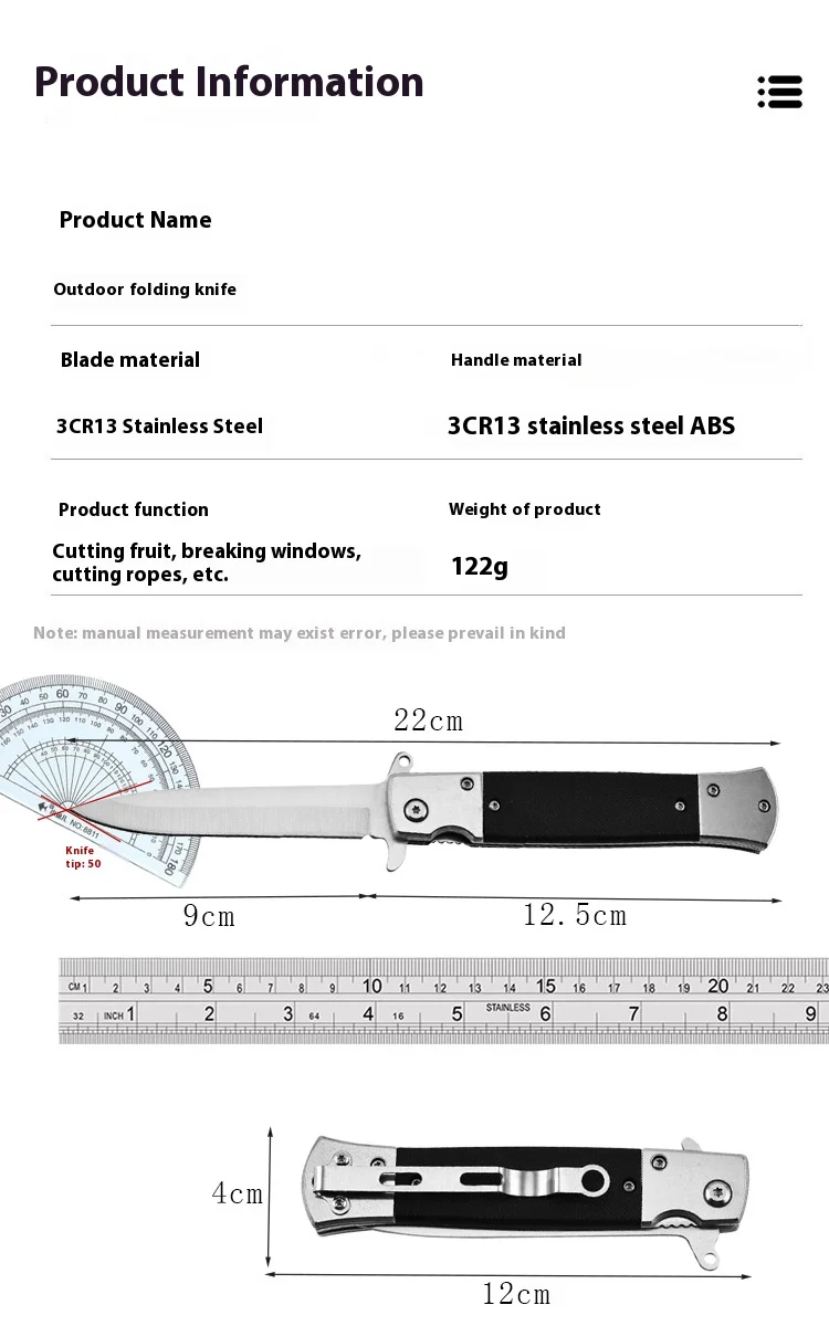 Outdoor Portable Folding Knife - Multi-Purpose Stainless Steel Survival Tactical Knife with High Hardness image 6
