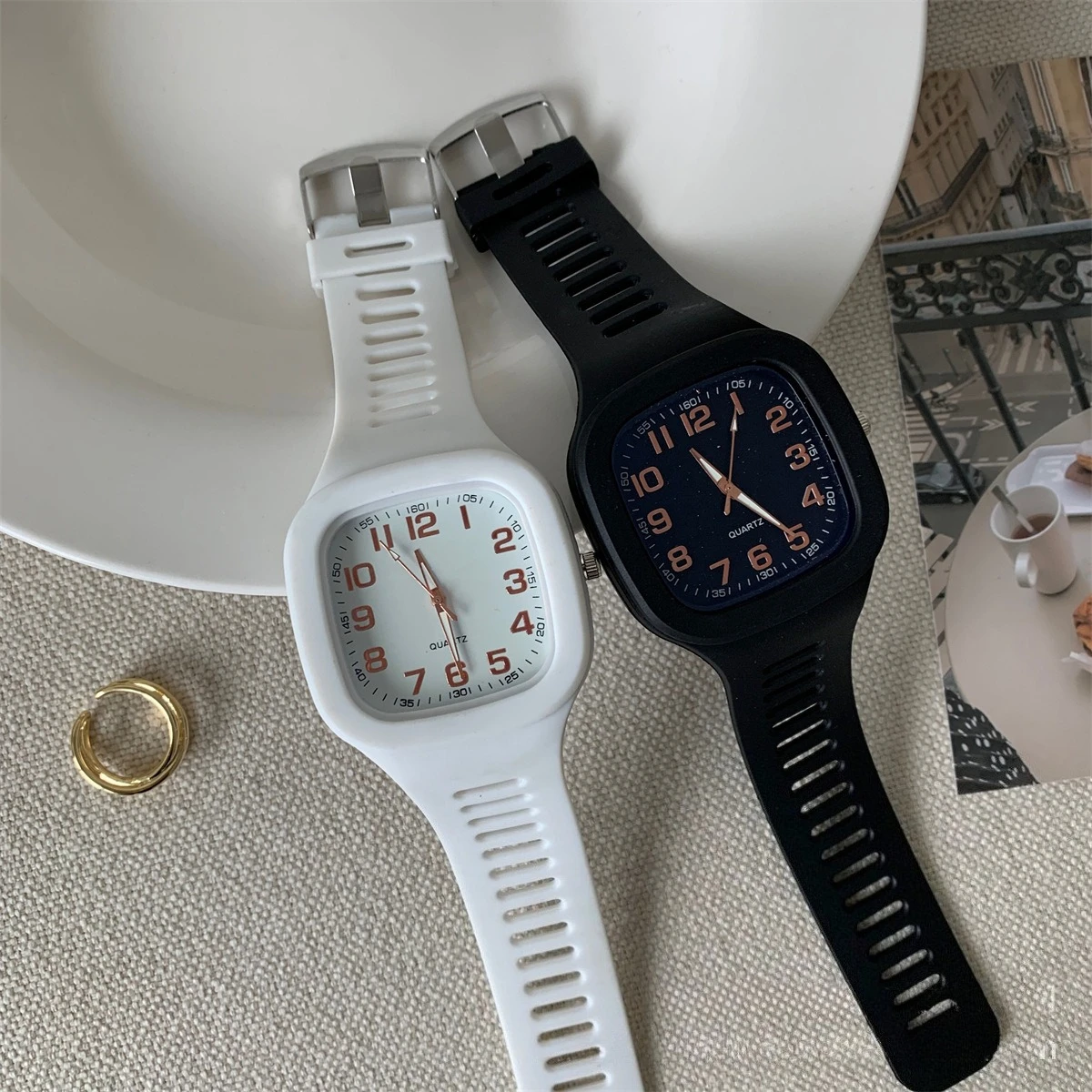 

Модные женские часы с квадратным циферблатом, женские роскошные женские кварцевые наручные часы, силиконовые женские часы