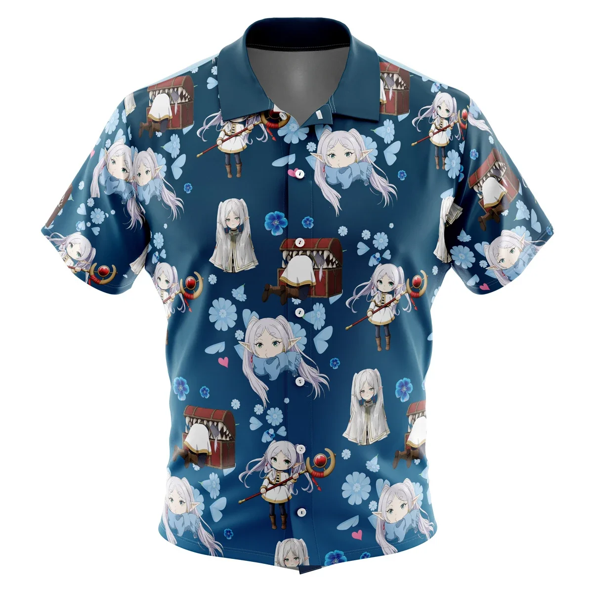 Hawaiian ShirtFashion Trend Breathable 3D Print Anime Patterns Loose Versatile Casual Sports Summer Men Playing on the Beach