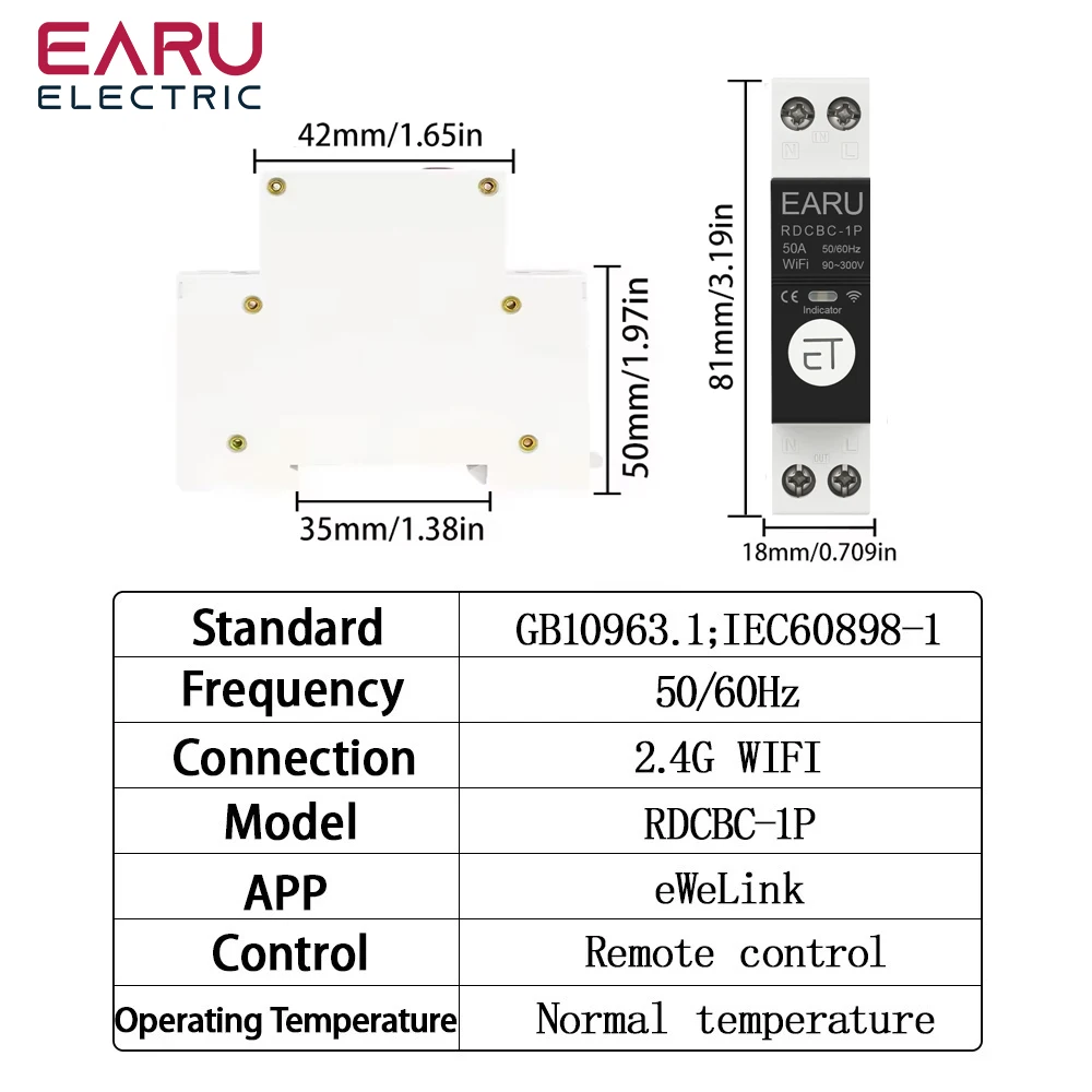 1P+N Din Rail WiFi Circuit Breaker Smart Timer Switch Relay Remote Control By eWeLink APP With Smart Home Alexa Google Home