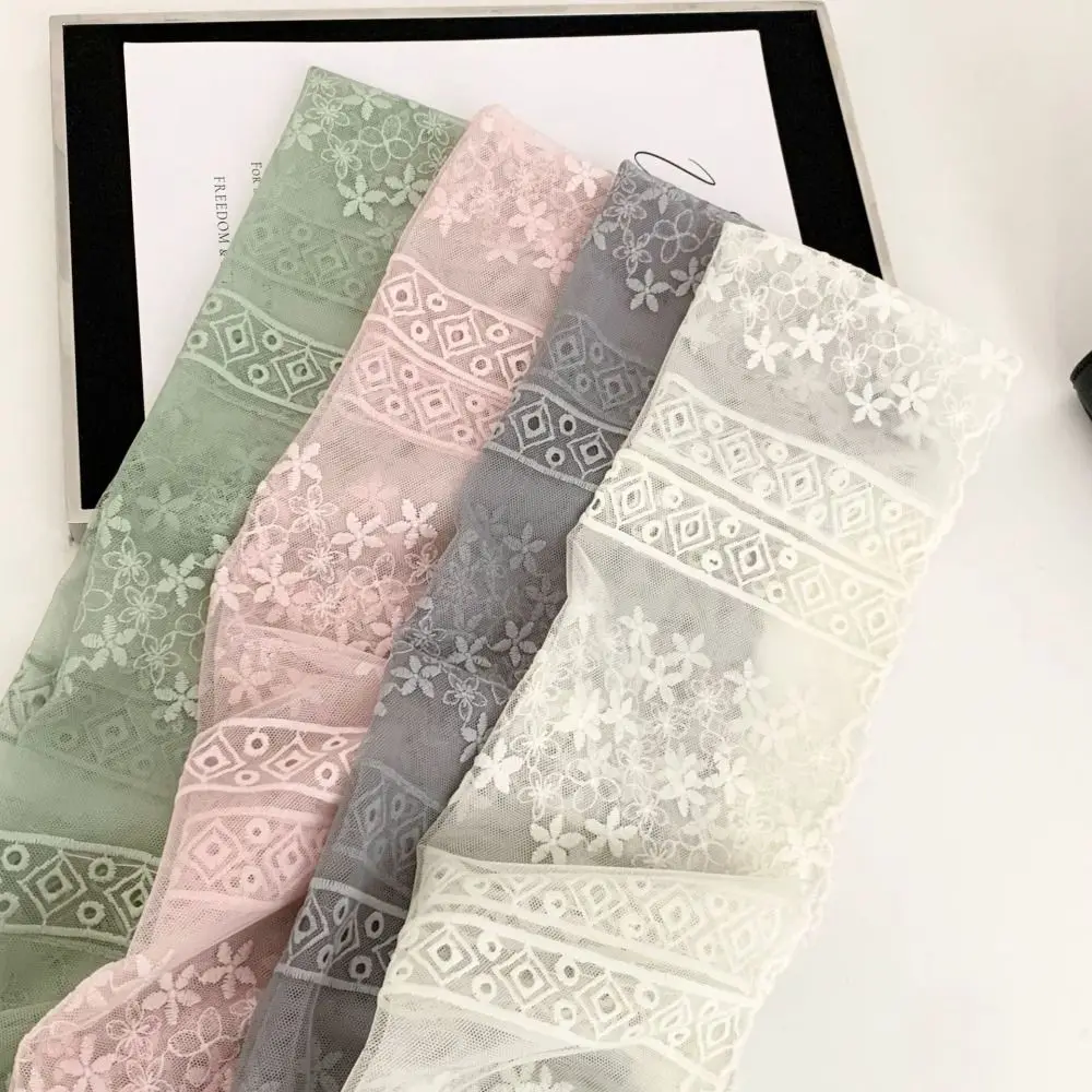 

Fashion Ribbon Embroidery Lace Scarf Thin Korean Style Flower Scarf Neckerchief Multifunction Lace Scarves Spring Summer