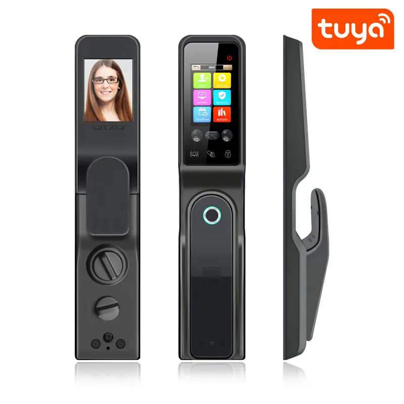 Tuya App Smart Face Heroes Serrure d'empreintes digitales, Serrure de porte intelligente, Serrure numérique électrique, Clé de mot de passe, Carte IC Andrea PST-AF90P