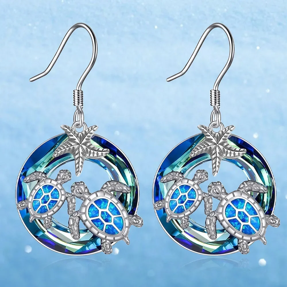 Fashionable turtle and starfish pendant earrings - the ideal choice for Valentine's Day and birthday fashion accessories