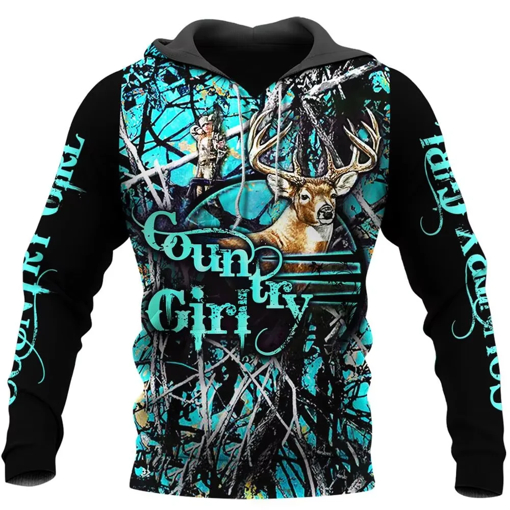 Caça cervos padrão 3d impresso masculino manga longa hoodie harajuku moda moletom unisex jaqueta casual pulôver com capuz ﻿