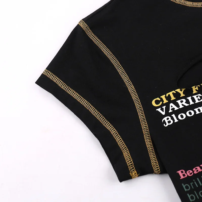 Aushöhlen Crop Top Frauen Sommer Ästhetische Kleidung Druck Y2k Zubehör Oansatz Ropa De Mujer Sexy Roupas Femininas Estilosas – Detail 16