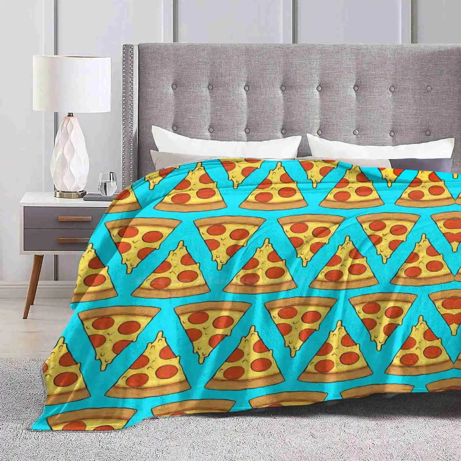 The Slice Creative Design Comfortable Warm Flannel Blanket Dripping Pepperoni Pizza Cheese Dedfox