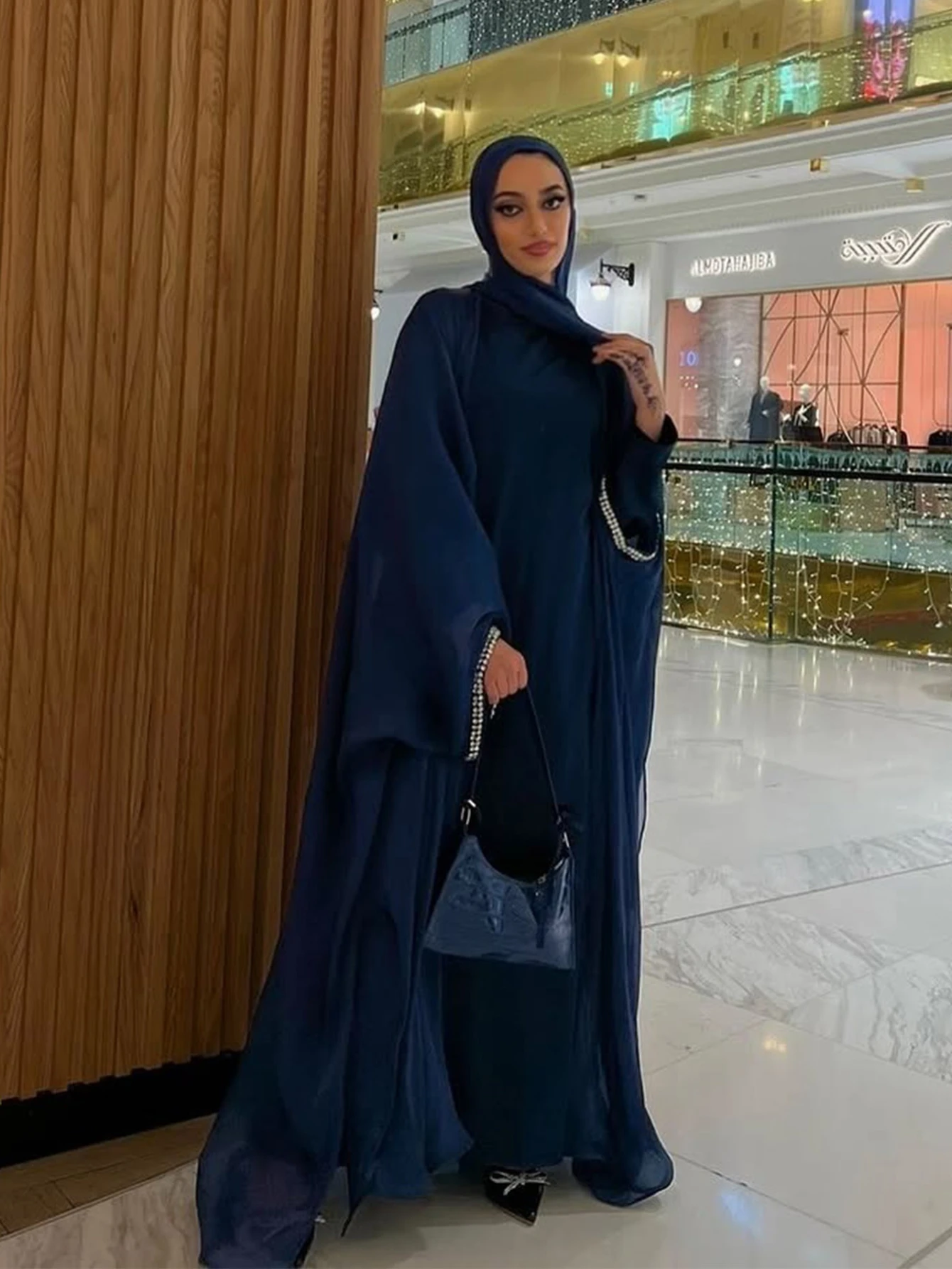 Eid Muslim Abaya Scarf Dress 3 Piece Set for Women Cardigan Ramadan Beading Sleeve Dubai Jalabiya Kaftan Vestidos Arab Robe 2025