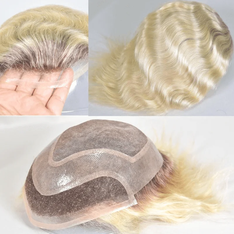 Male Hair Prosthesis T4613 Men Wig Lace Front With Mono Top Remy Human Hair Men's Capillary Prothesis Durable Toupee Men Wigs