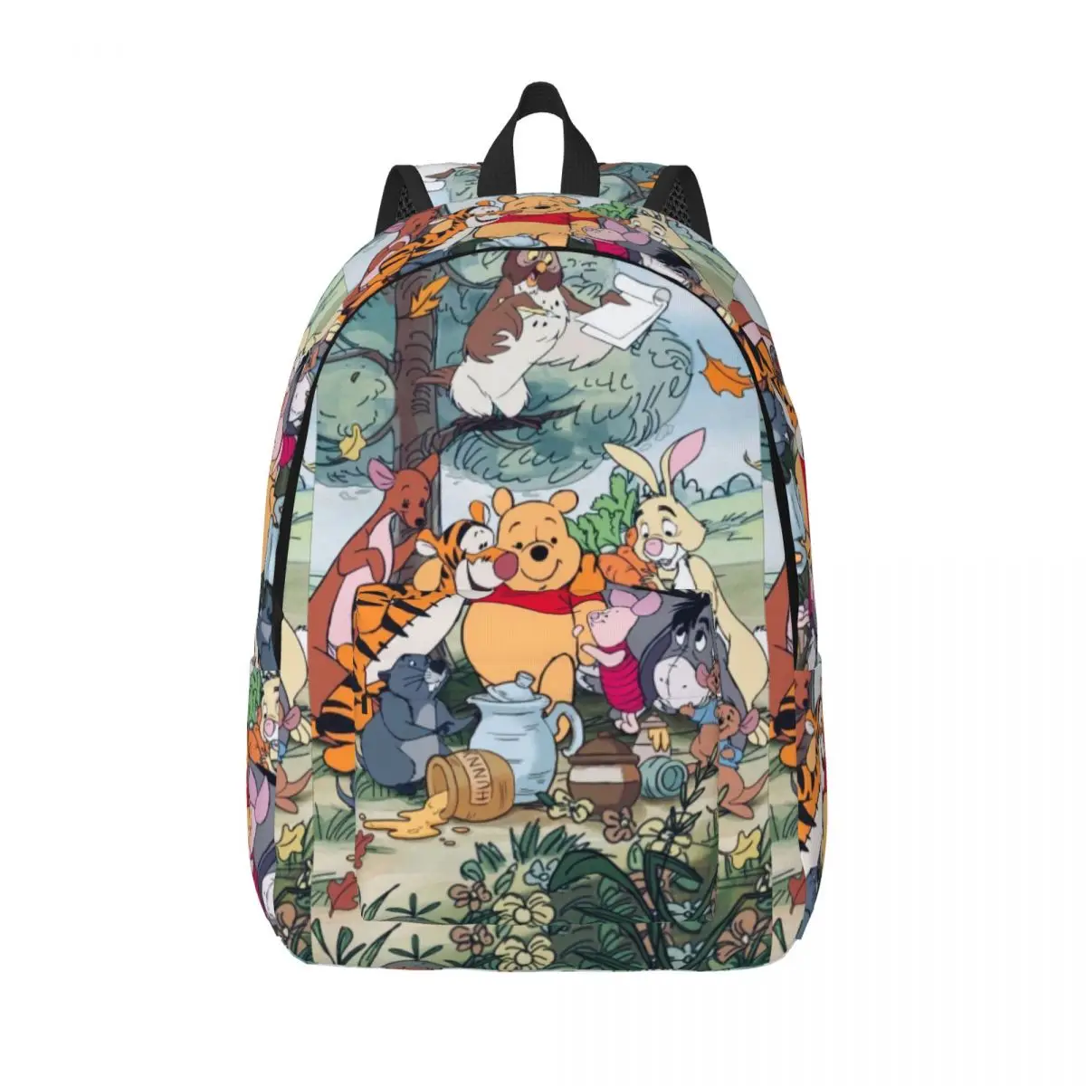 Custom 3D Printing Winnie Pooh Canvas Backpacks for Girls Boys Poohs Bear College School Travel Bags Bookbag Fits 15 Inch Laptop