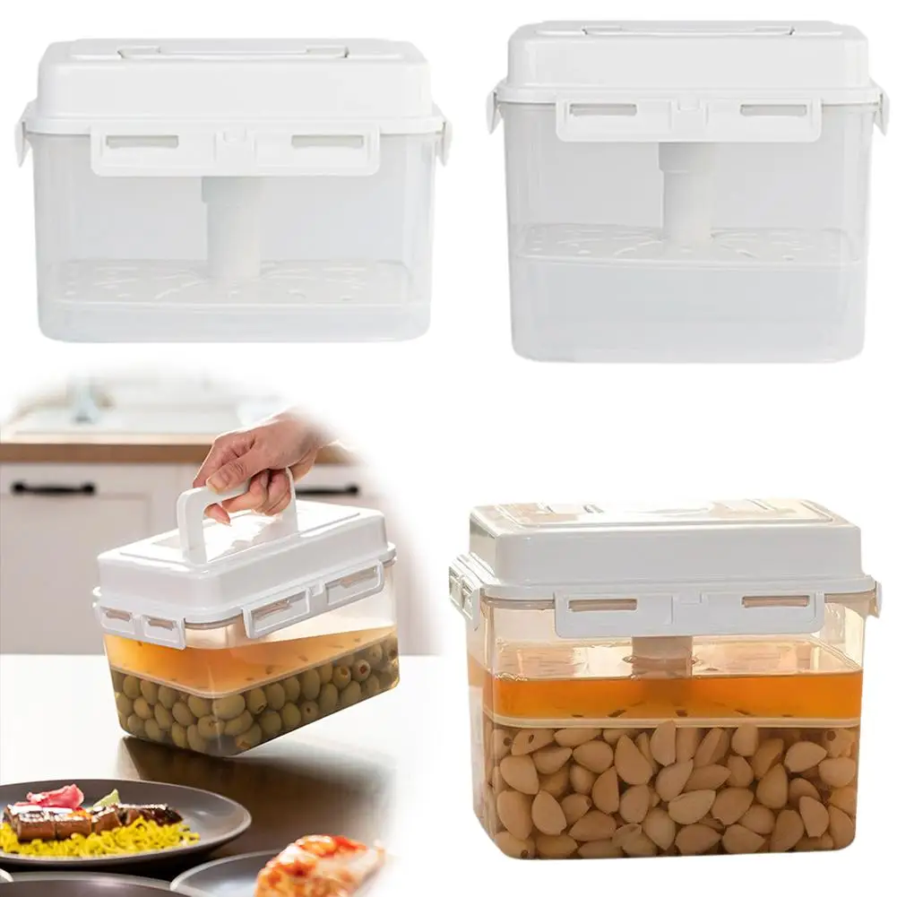 

Контейнер для хранения фермента Kimchi Press, герметичный с пресс-плитой, капустая капустая для путешествий, холодильника, кемпинга, домашнего пикника L5G2