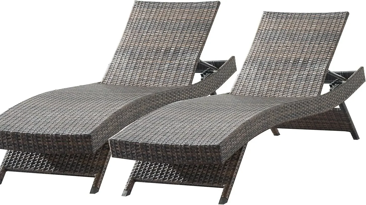 

PE Rattan Adjustable Backrest Chaise Lounge Set 2, Outdoor Pool Recliner Patio Chairs Lounge Chair Set 2 for Outside