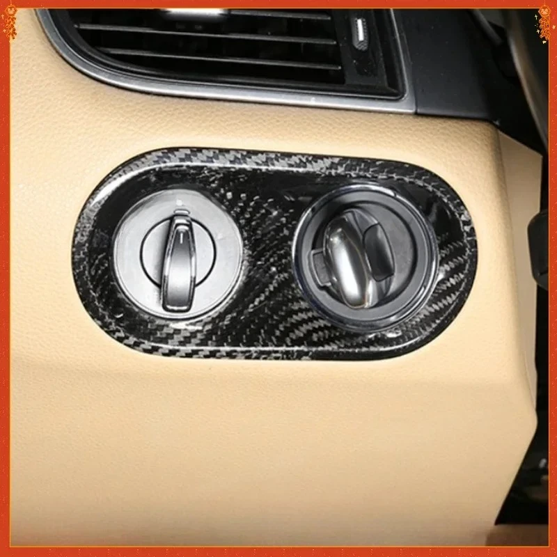 

For Porsche Macan Real Dry Carbon Fiber 2014-2023 Interior Headlight Switch Decorative Decoration Frame Modification Accessories