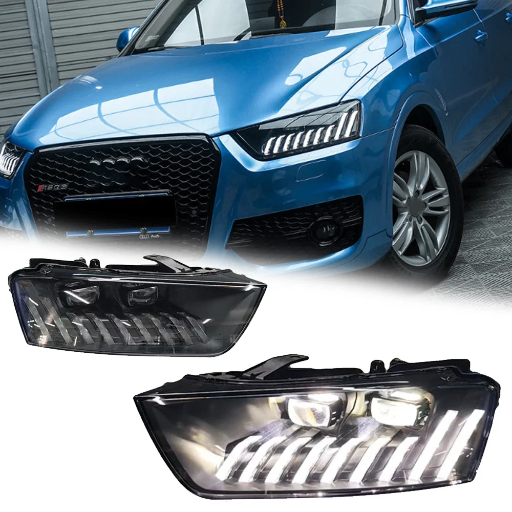 

Стайлинговые светодиодные фары для AUDI Q3 13-18, новый стиль, полностью светодиодные DRL, автомобильные фары в сборе, аксессуары для сигнала, модифицированная лампа