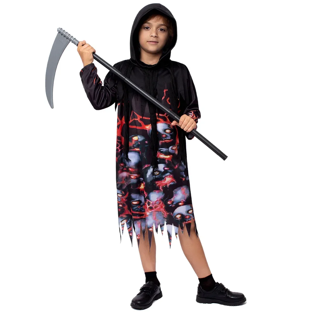 Kids Dead Grim Reaper School Party Stage Show Performance Roles Play Outfit Children Boys Girls Halloween Cosplay Costumes