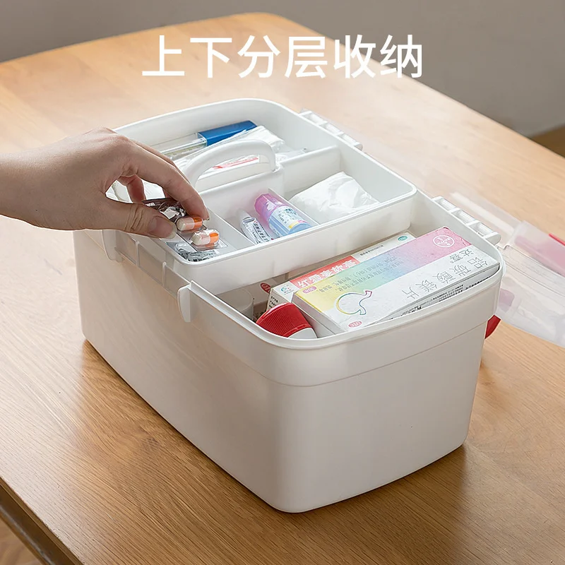 Medicine Storage Box Large Capacity Medicine Organizer Storage Container Family First Aid Chest Portable Emergency Kit Box