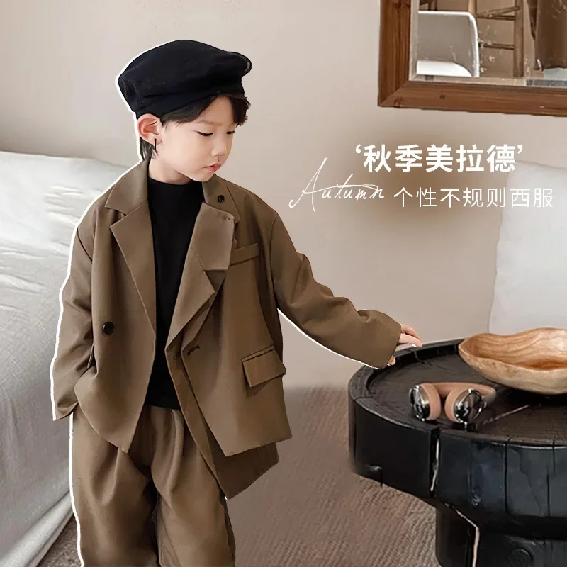 Children Clothing 2024 Spring New Irregular Two-piece Suit for Men and Children Handsome Trend for Boys