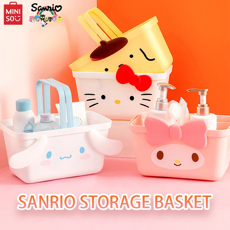 Genuine MINISO Sanrio Storage Basket Kawaii Cartoon  Delicate Girls Hand  Miscellaneous Children's Snack 