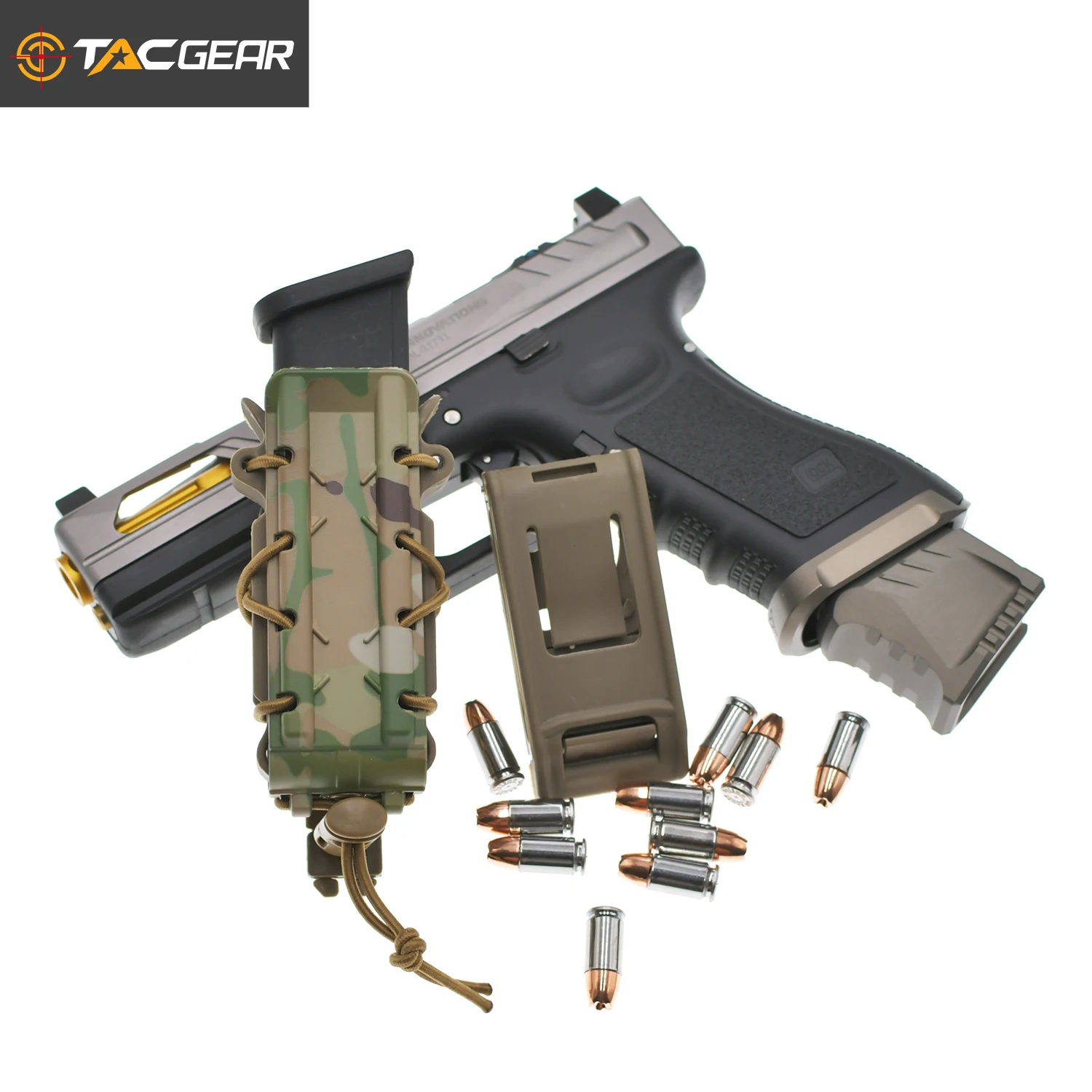 TACGEAR Alien Molle Riemclip Pistol Mag Pouch 9mm.40S&W.45ACP.357 10mm Magazine Pouch EDC Carrier Airsoft Mag Holster