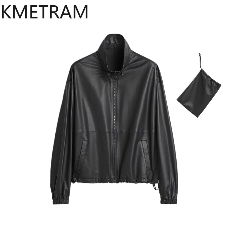KMETRAM Short Genuine Leather Jacket Woman Crossbreed Sheep Vegetable Tanned Suede Jacket of Woman Leather Coat Lightweight 자켓