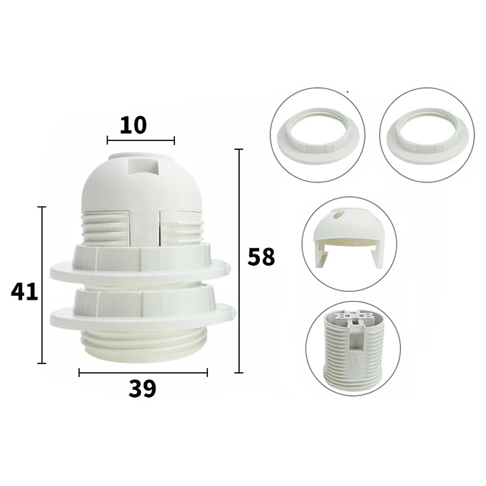 1pcs Black White E27 Full Half Tooth Screw Lamp Holder Table Floor LED Light Head Socket Desktop Light Candle Bulb Base 4A 250V