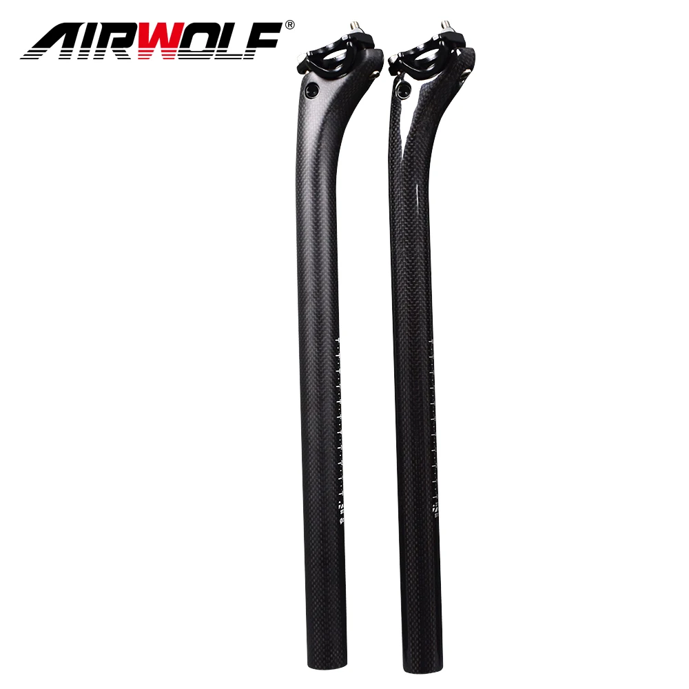 AIRWOLF Carbon Seatpost Mtb 27.2 30.8 31.6 mm Gravel Bike Seatpost Length 350 400 mm Seat Post For Bicycle Part 3K Matte Glossy