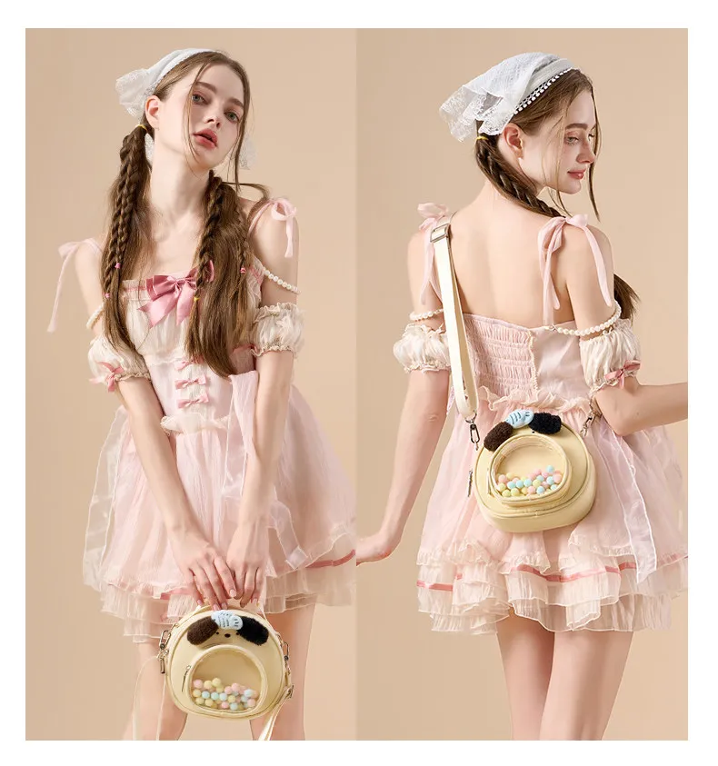 Japanese Original Cute Cartoon Dog Small Food Lta Bag Round Crossbody Shoulder Bag Women's Daily Leisure Mini Satchel Girl