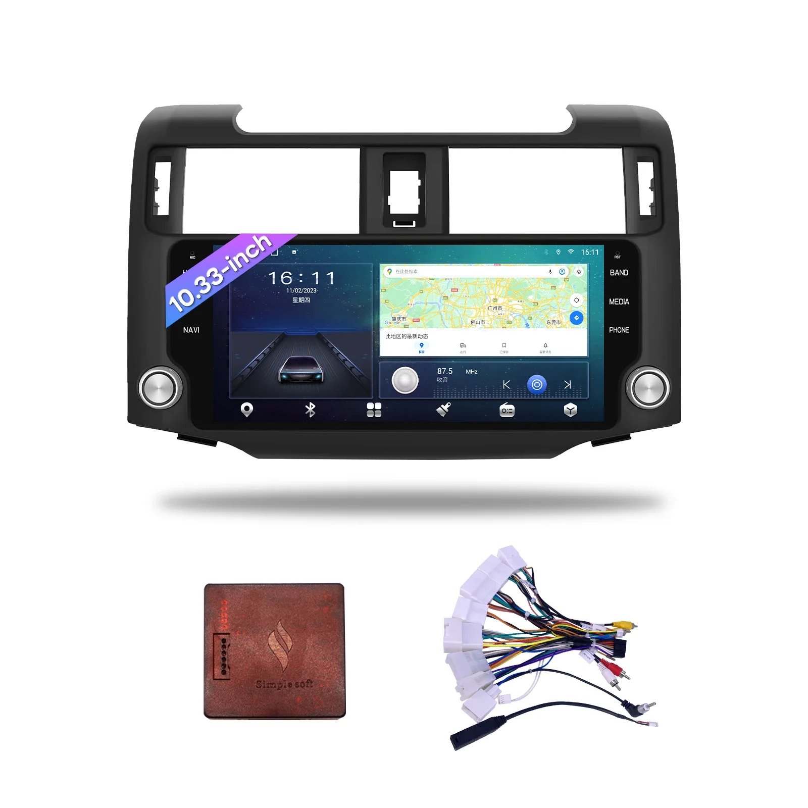 Factory 10.33 Inch Car Radio Touch Screen BT FM Wireless Carplay GPS Car DVD Player Frame Kit for Toyota 4 Runner 2009-2021