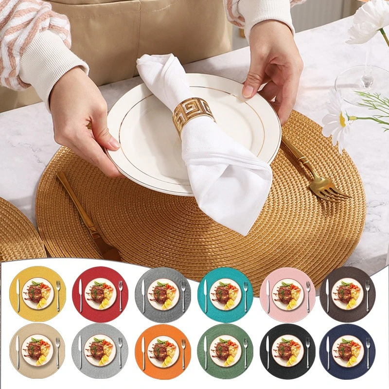 

2/4/6pcs Round Braided Placemats 38CM Table Mats,Washable Not Easily Displaced for Dining Tables Table Mats Placemats for Table