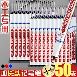 6pcs/set Long Nib Head Markers Bathroom Woodworking Decoration Painting Deep Hole Marker Pens Red/Black/Blue/Green/White Ink